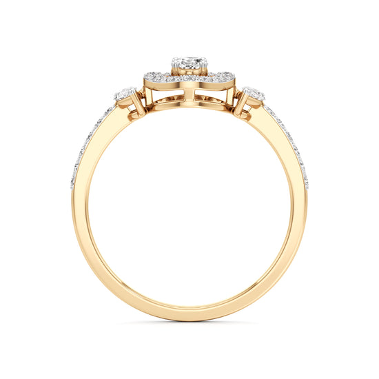 Artisan Oval Halo  Marquise SideStone 925 Silver 18k Gold Plated Statement Ring