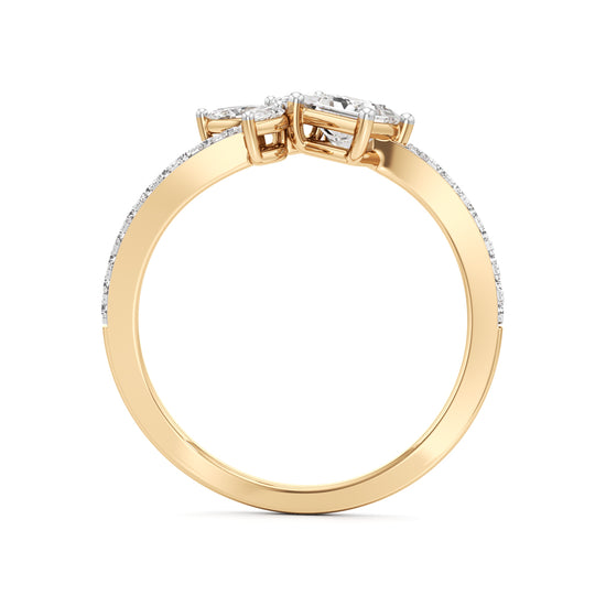 Artisan Princess  Marquise Floral 925 Silver 18k Gold Plated Twisted Bypass Ring