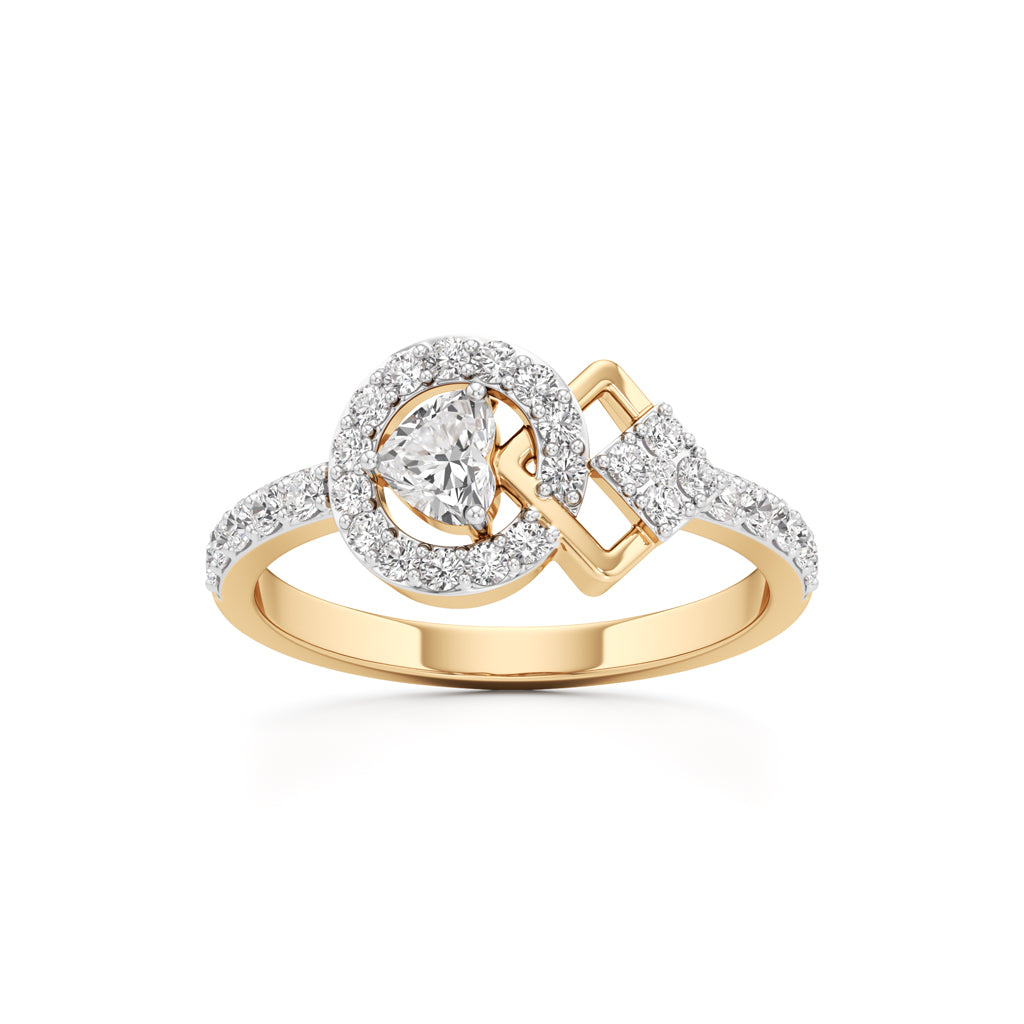 925 Silver  18K Gold Plated Halo Designer DiamondStyle Ring  Luxury Statement Jewellery