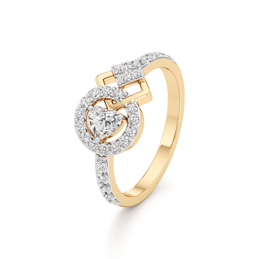 925 Silver  18K Gold Plated Halo Designer DiamondStyle Ring  Luxury Statement Jewellery