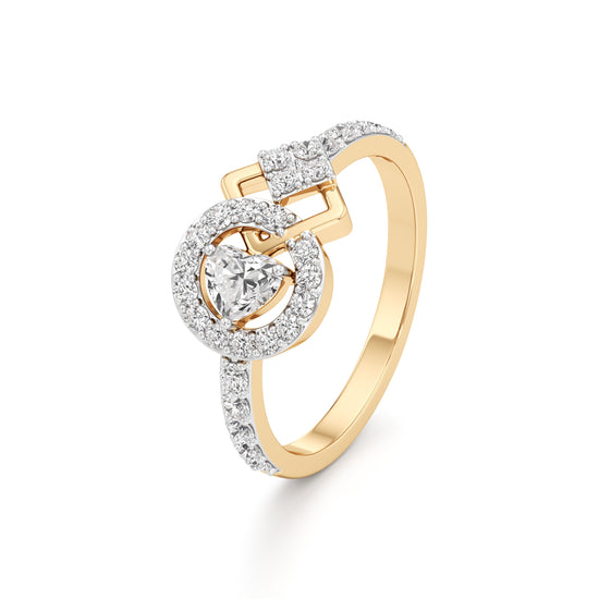 925 Silver  18K Gold Plated Halo Designer DiamondStyle Ring  Luxury Statement Jewellery