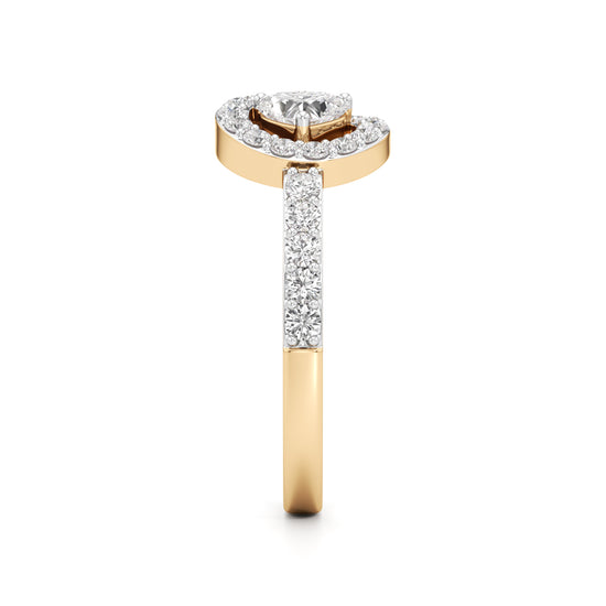 925 Silver  18K Gold Plated Halo Designer DiamondStyle Ring  Luxury Statement Jewellery