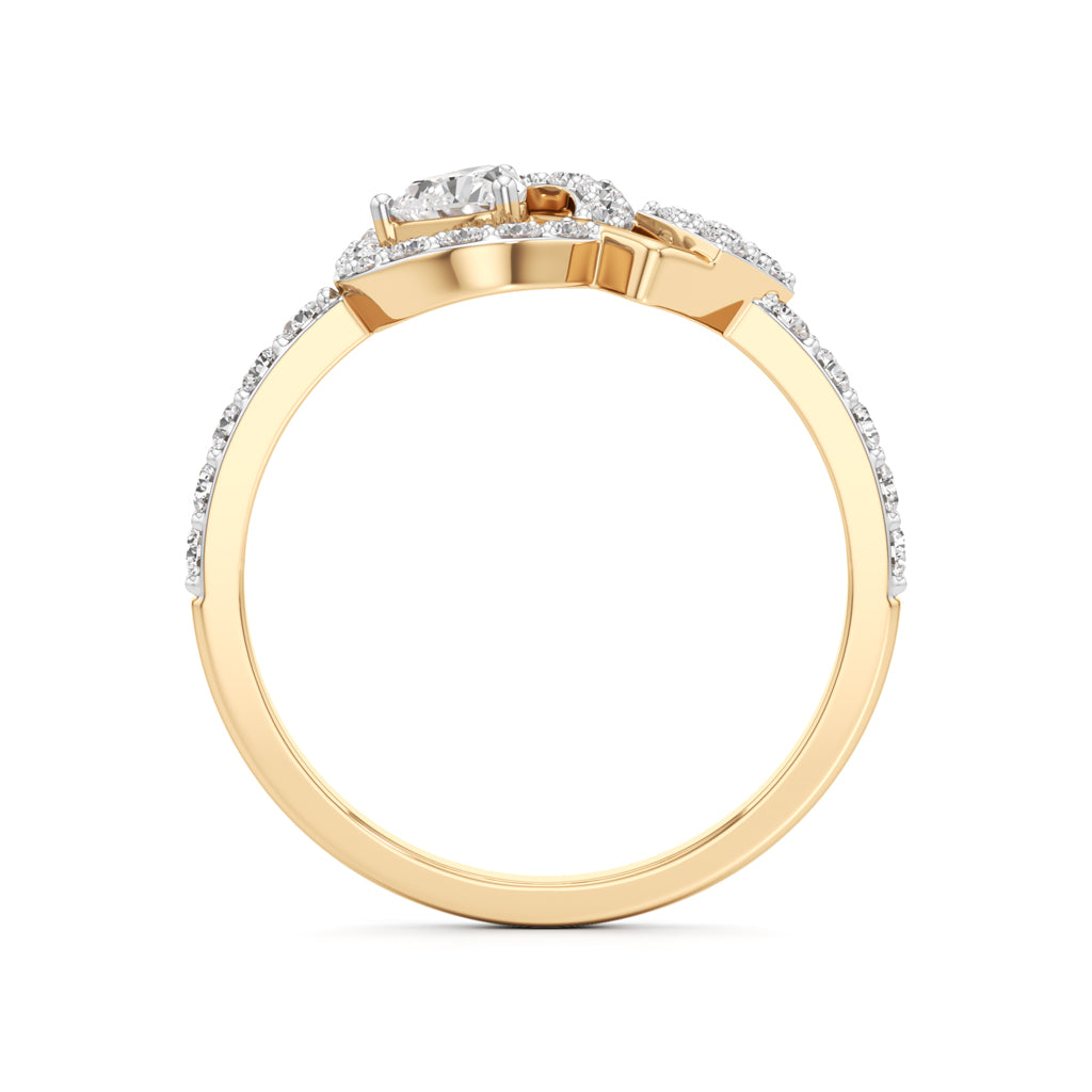 925 Silver  18K Gold Plated Halo Designer DiamondStyle Ring  Luxury Statement Jewellery