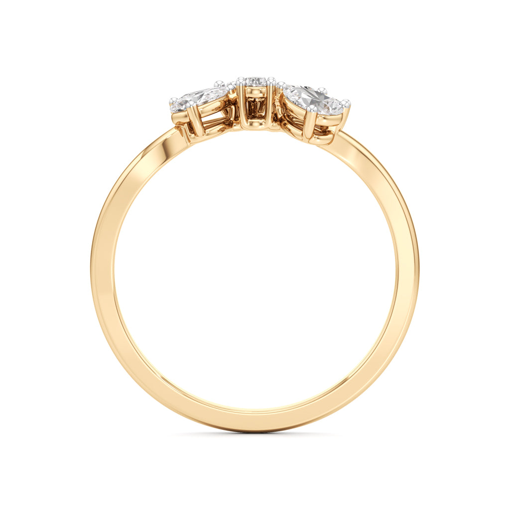 Dainty Floral Bloom Ring in 925 Silver 18k Gold Plated  Marquise  Pear Cut Simulants