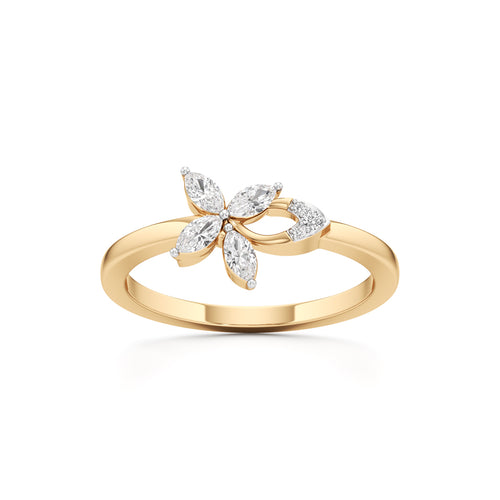 Dainty FourLeaf Marquise Bloom Ring in 925 silver 18k Gold Plated