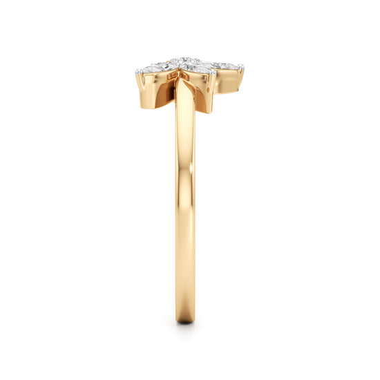 Dainty FourLeaf Marquise Bloom Ring in 925 silver 18k Gold Plated
