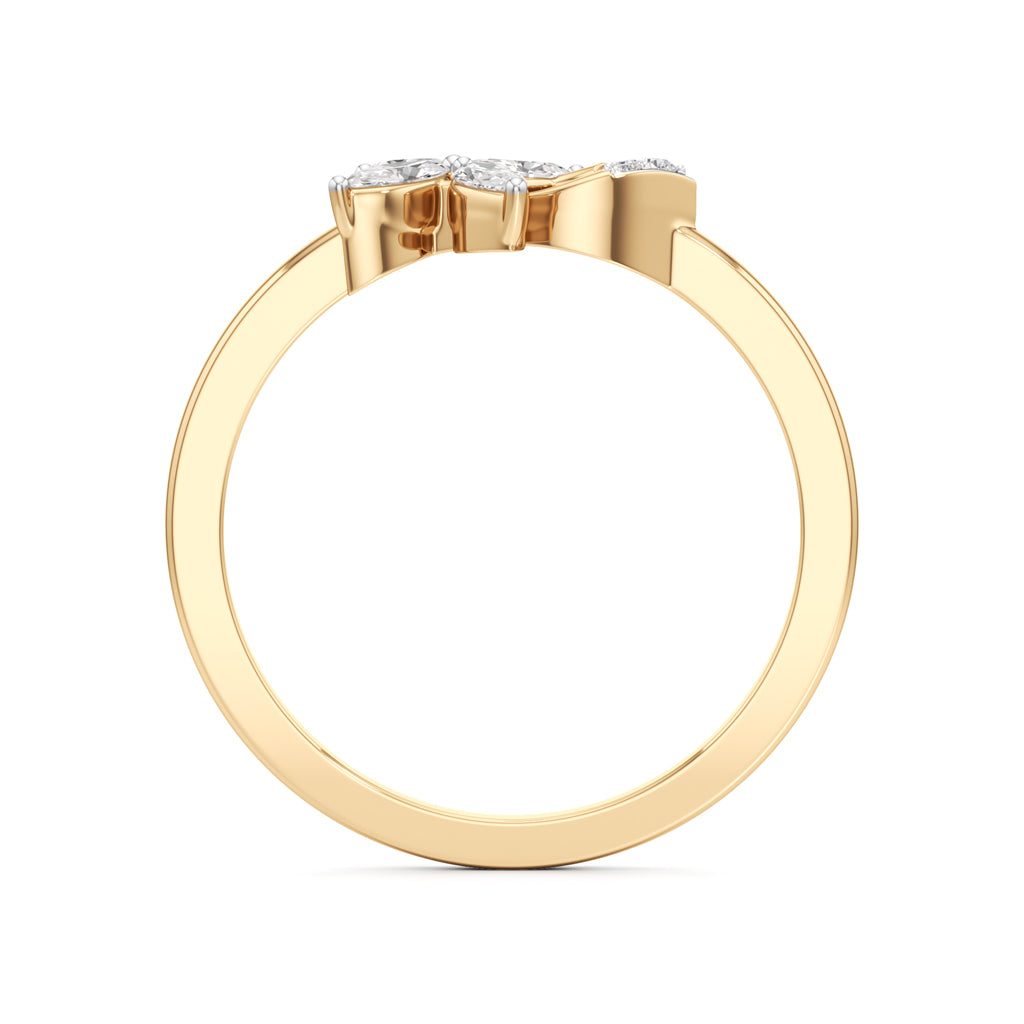 Dainty FourLeaf Marquise Bloom Ring in 925 silver 18k Gold Plated