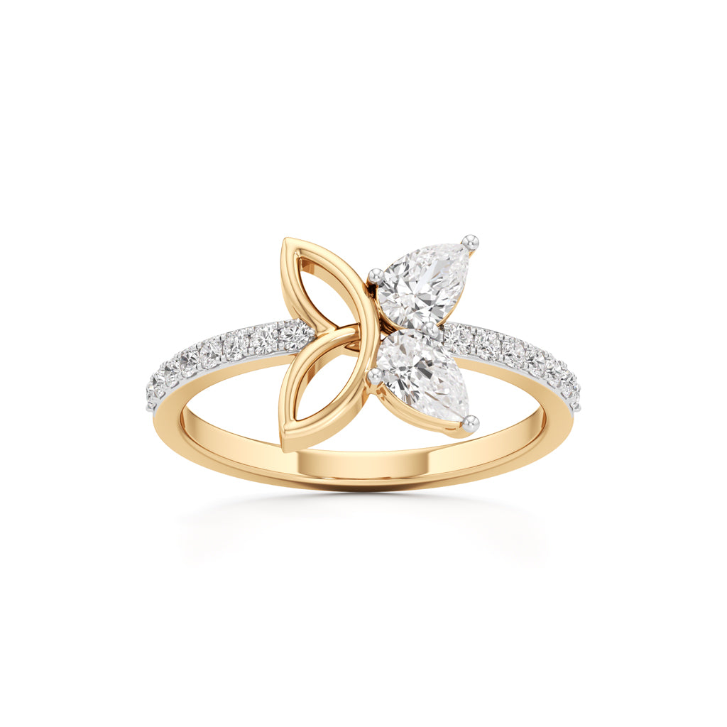 Botnical FourLeaf Marquise Bloom Ring in 925 silver 18k Gold Plated