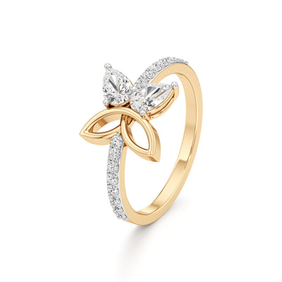 Botnical FourLeaf Marquise Bloom Ring in 925 silver 18k Gold Plated