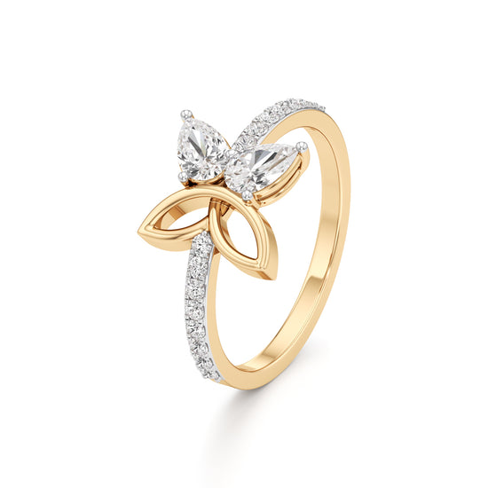 Botnical FourLeaf Marquise Bloom Ring in 925 silver 18k Gold Plated