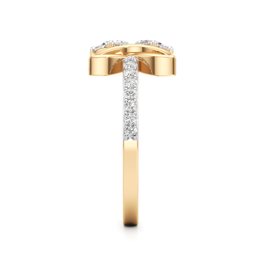Botnical FourLeaf Marquise Bloom Ring in 925 silver 18k Gold Plated