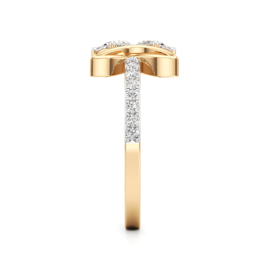 Botnical FourLeaf Marquise Bloom Ring in 925 silver 18k Gold Plated
