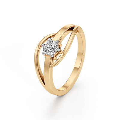 Gorgeous Solitaire 925 Silver  18k Gold Vermeil Bypass Ring