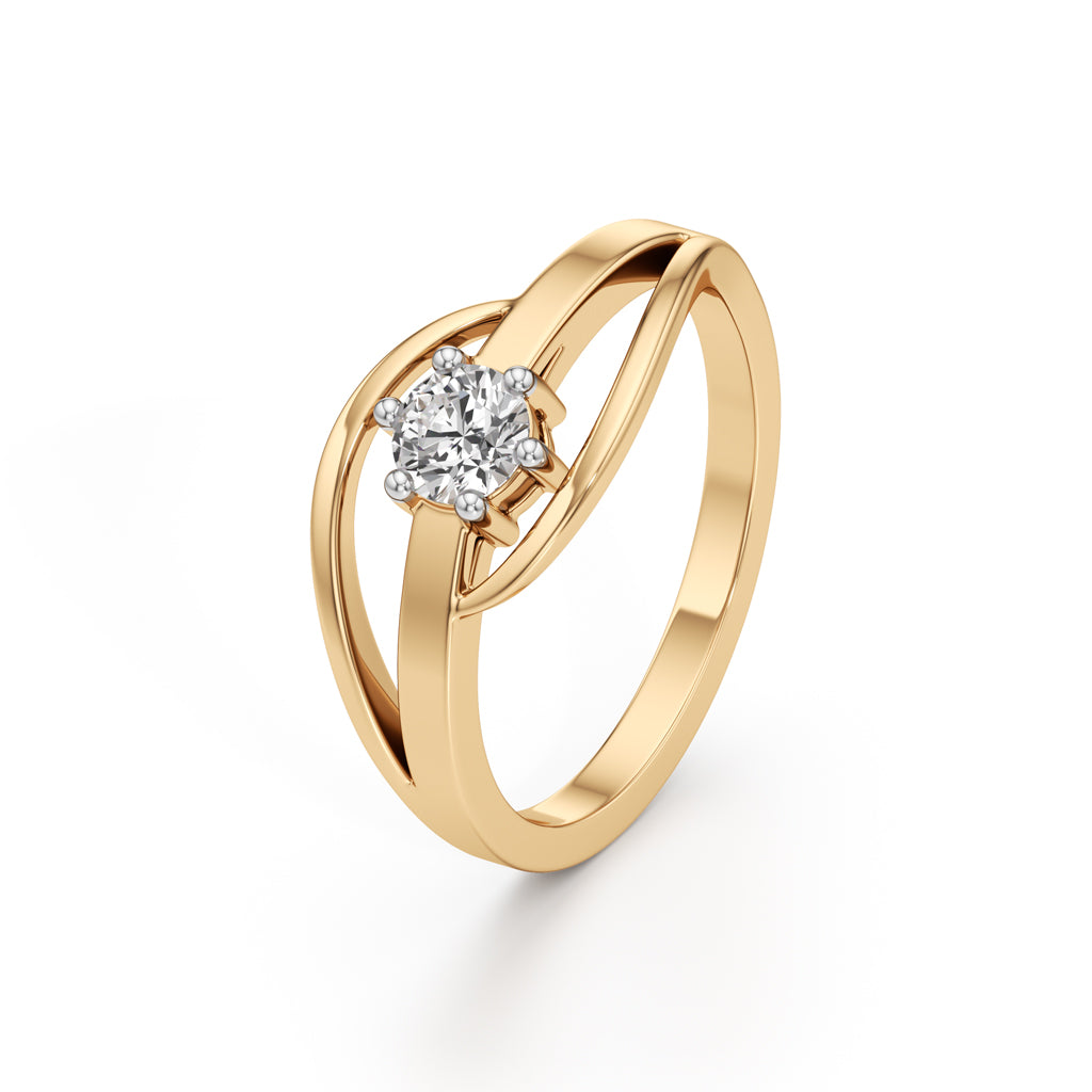 Gorgeous Solitaire 925 Silver  18k Gold Vermeil Bypass Ring
