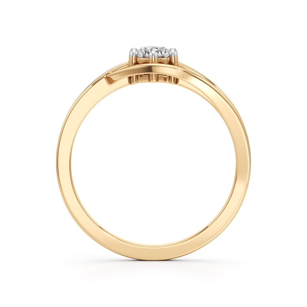 Gorgeous Solitaire 925 Silver  18k Gold Vermeil Bypass Ring
