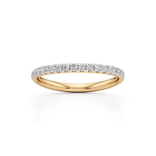 925 Silver Diamond Half Eternity Band Ring with 18K Gold Plated  Pave Set Stackable Ring