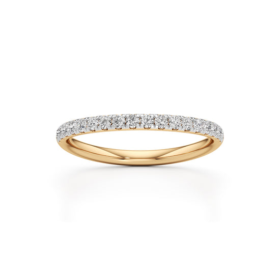 925 Silver Diamond Half Eternity Band Ring with 18K Gold Plated  Pave Set Stackable Ring