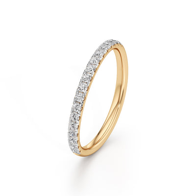 925 Silver Diamond Half Eternity Band Ring with 18K Gold Plated  Pave Set Stackable Ring