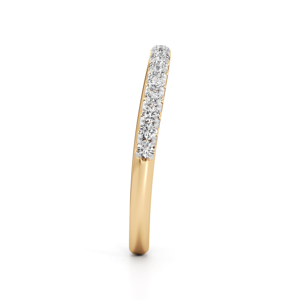 925 Silver Diamond Half Eternity Band Ring with 18K Gold Plated  Pave Set Stackable Ring