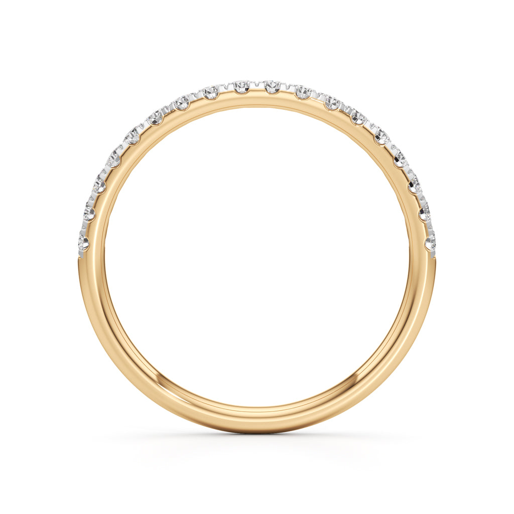 925 Silver Diamond Half Eternity Band Ring with 18K Gold Plated  Pave Set Stackable Ring