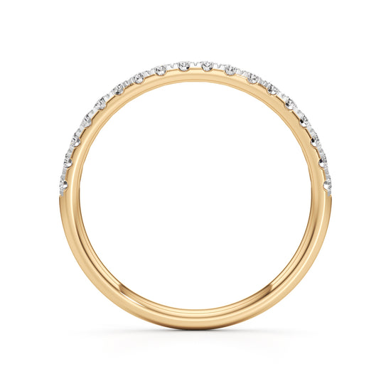 925 Silver Diamond Half Eternity Band Ring with 18K Gold Plated  Pave Set Stackable Ring