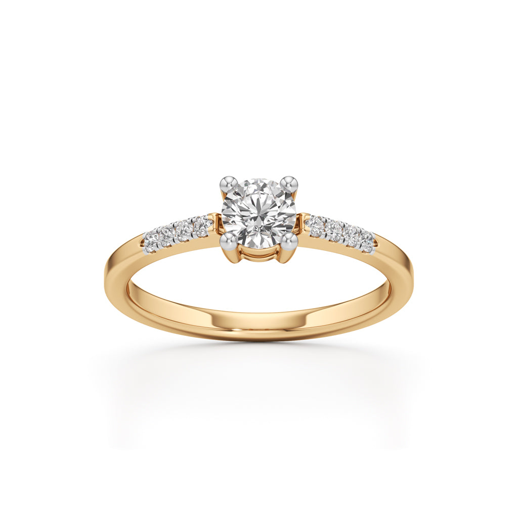 Timeless  Solitaire 925 Silver  18k Gold Vermeil Accent Ring