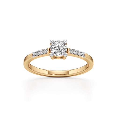 Timeless  Solitaire 925 Silver  18k Gold Vermeil Accent Ring