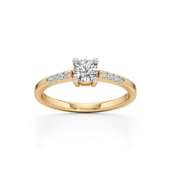 Timeless  Solitaire 925 Silver  18k Gold Vermeil Accent Ring