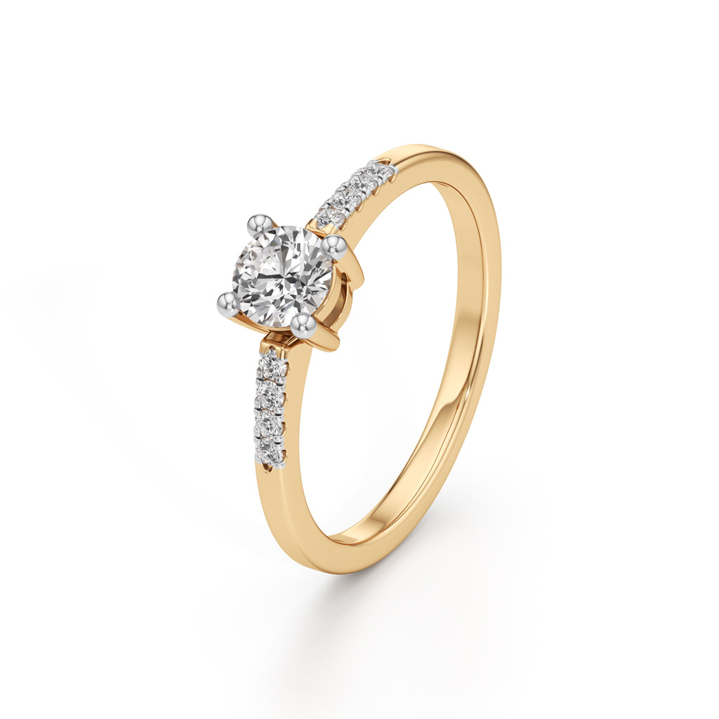 Timeless  Solitaire 925 Silver  18k Gold Vermeil Accent Ring