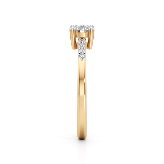 Timeless  Solitaire 925 Silver  18k Gold Vermeil Accent Ring