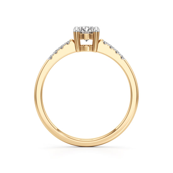 Timeless  Solitaire 925 Silver  18k Gold Vermeil Accent Ring