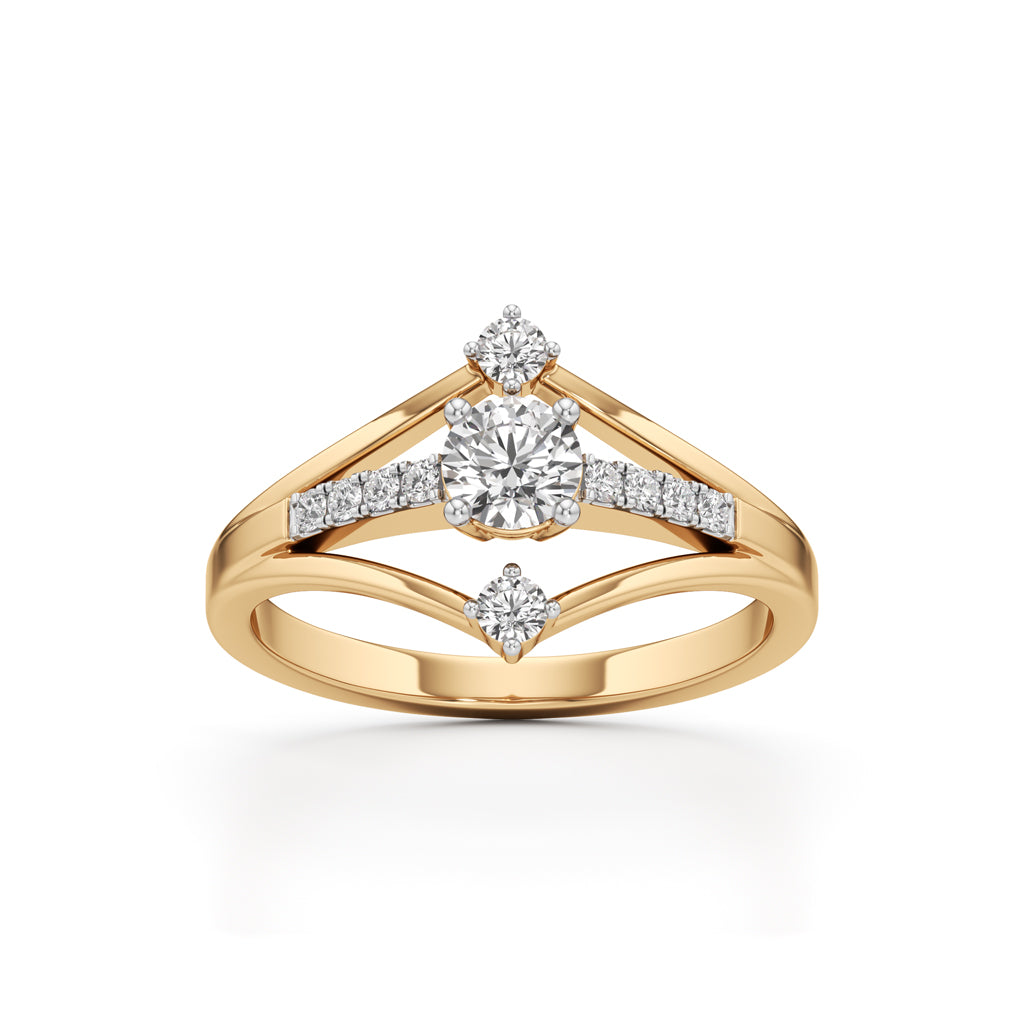 Starburst Geometric 925 Silver  18k Gold Vermeil Solitaire Ring 