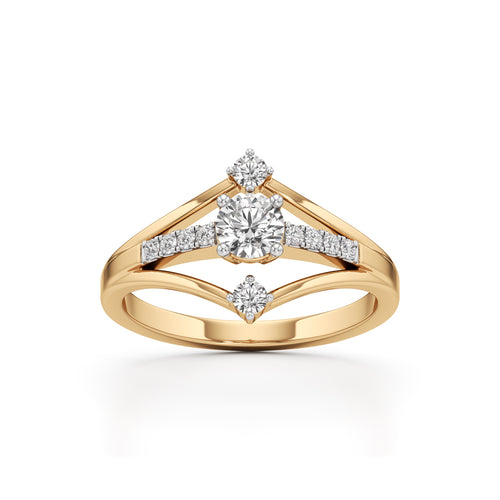 Starburst Geometric 925 Silver  18k Gold Vermeil Solitaire Ring 