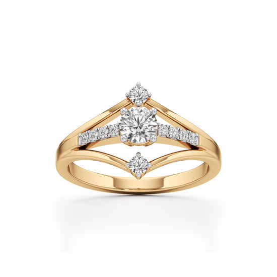 Starburst Geometric 925 Silver  18k Gold Vermeil Solitaire Ring 