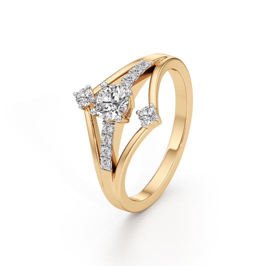 Starburst Geometric 925 Silver  18k Gold Vermeil Solitaire Ring 