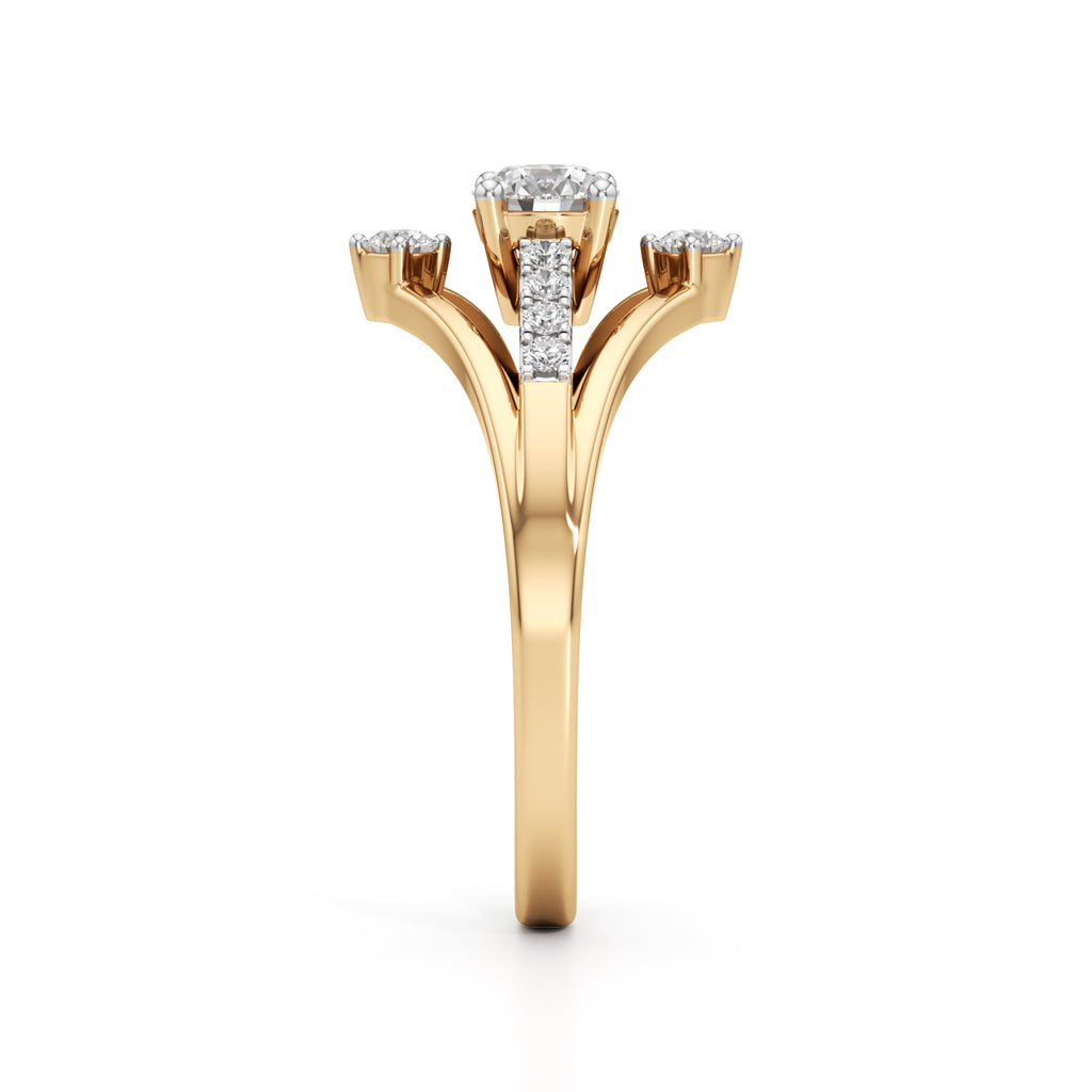 Starburst Geometric 925 Silver  18k Gold Vermeil Solitaire Ring 