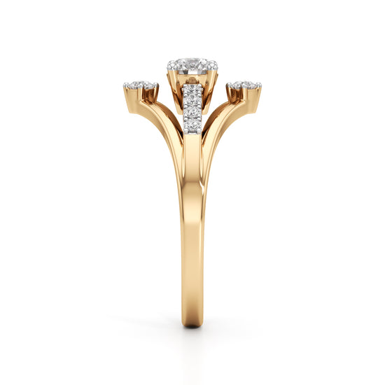 Starburst Geometric 925 Silver  18k Gold Vermeil Solitaire Ring 