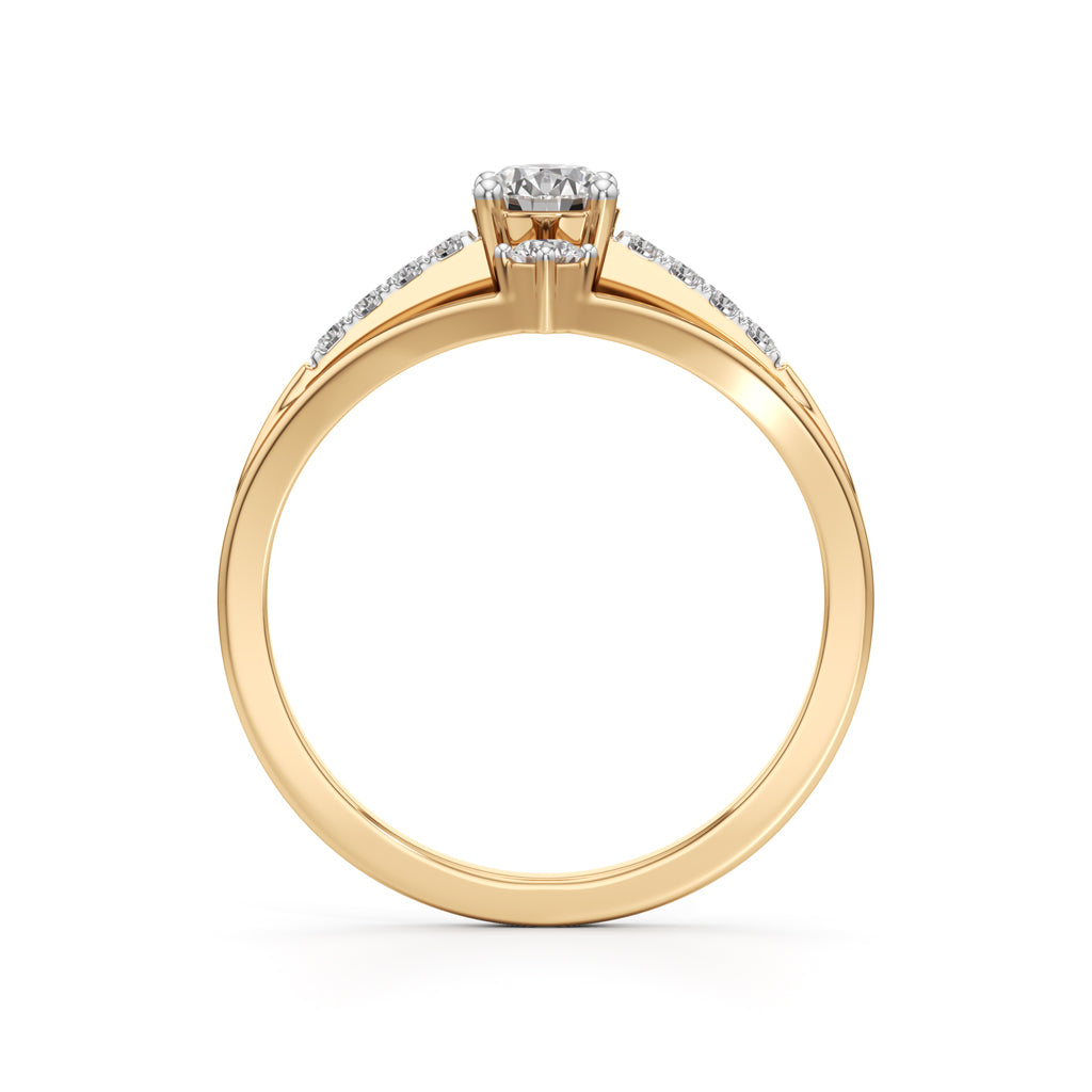 Starburst Geometric 925 Silver  18k Gold Vermeil Solitaire Ring 