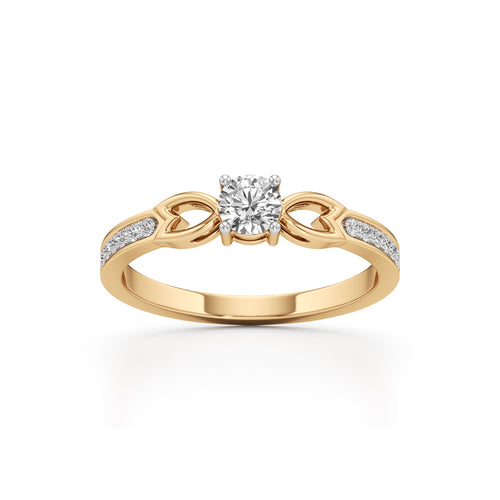 PetalMotif 925 Silver 18k Gold Plated Solitaire Ring with Shimmering Band