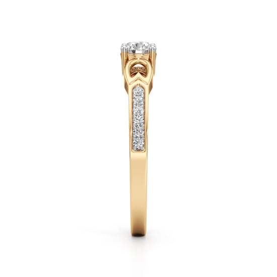 PetalMotif 925 Silver 18k Gold Plated Solitaire Ring with Shimmering Band