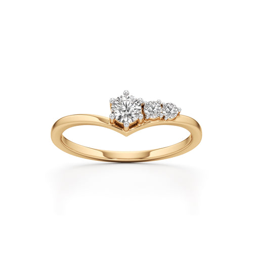 925 Silver 18K Gold Plated ThreeStone DiamondStyle Ring  Elegant Fine Jewellery