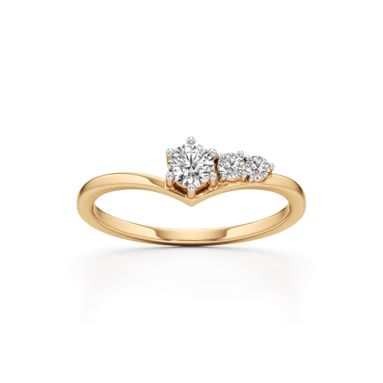 925 Silver 18K Gold Plated ThreeStone DiamondStyle Ring  Elegant Fine Jewellery