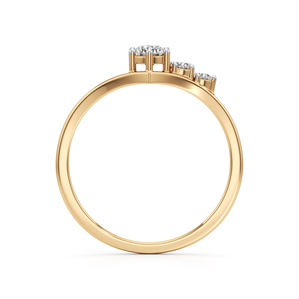 925 Silver 18K Gold Plated ThreeStone DiamondStyle Ring  Elegant Fine Jewellery