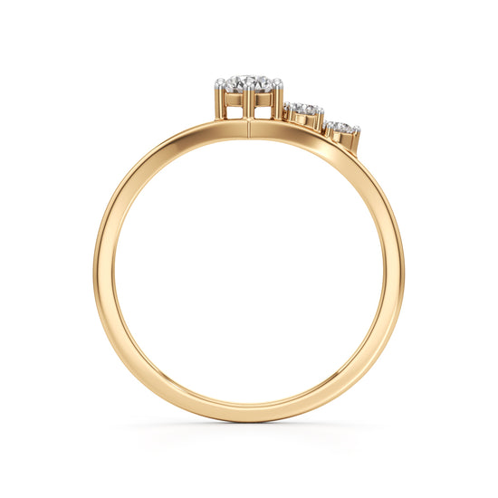 925 Silver 18K Gold Plated ThreeStone DiamondStyle Ring  Elegant Fine Jewellery