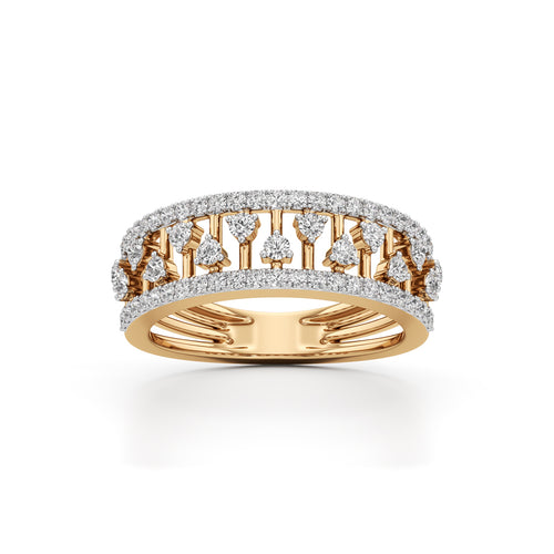 Architectural ThreeRow 925 Silver 18k Gold Plated Wide Statement Band
