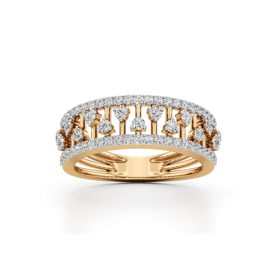Architectural ThreeRow 925 Silver 18k Gold Plated Wide Statement Band