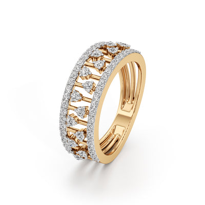 Architectural ThreeRow 925 Silver 18k Gold Plated Wide Statement Band