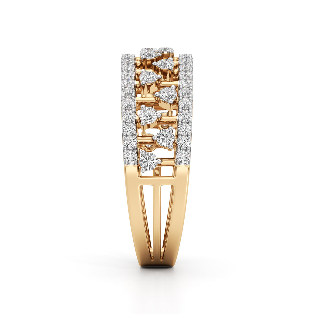 Architectural ThreeRow 925 Silver 18k Gold Plated Wide Statement Band