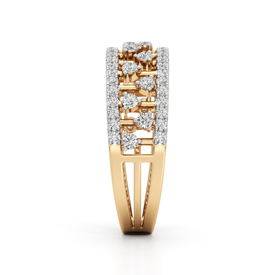 Architectural ThreeRow 925 Silver 18k Gold Plated Wide Statement Band