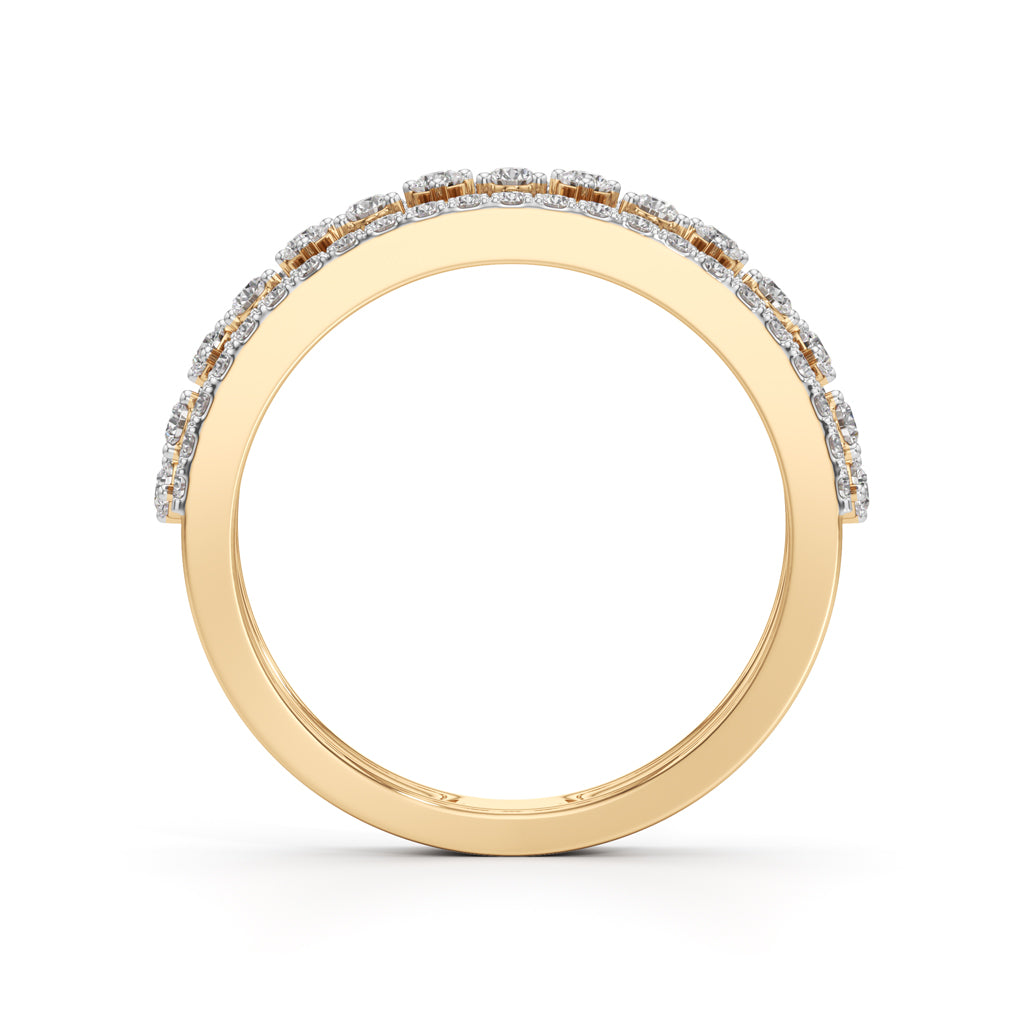Architectural ThreeRow 925 Silver 18k Gold Plated Wide Statement Band